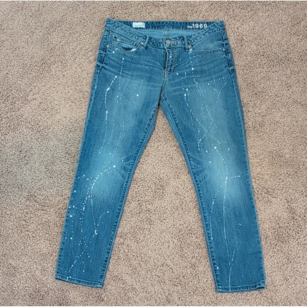 Gap 1969 Blue Paint Splatter Skinny Women's Jeans - Denim, Size 31 Regular